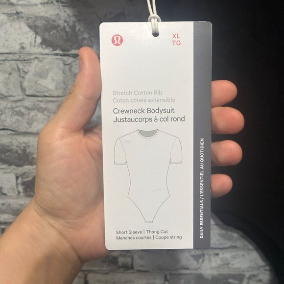 NWT Lululemon Stretch Cotton Rib Crewneck SS Bodysuit Thong Size XL (BLK) - Picture 12 of 15